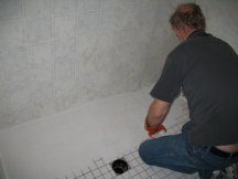 Grouting the shower floor