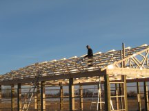 Working on the north roof purlins